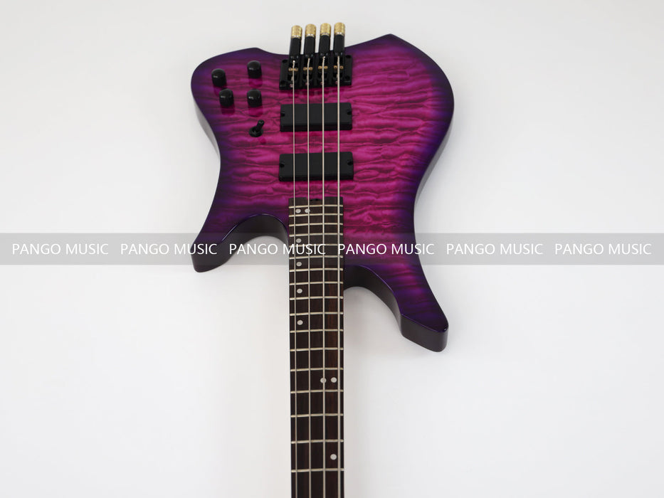 PPEQ 4 Strings Headless Electric Bass Guitar with AAA Quilted Maple Top (PJX-681)