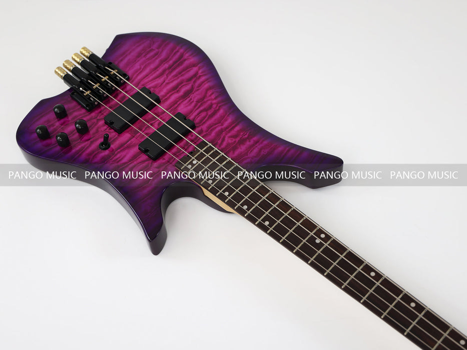 PPEQ 4 Strings Headless Electric Bass Guitar with AAA Quilted Maple Top (PJX-681)