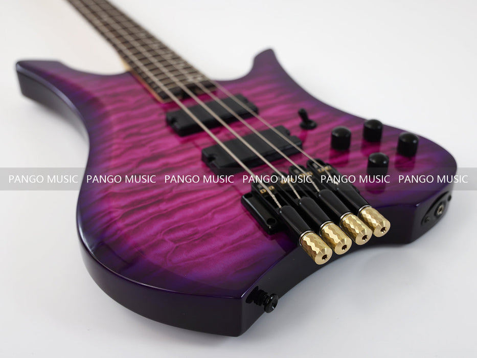 PPEQ 4 Strings Headless Electric Bass Guitar with AAA Quilted Maple Top (PJX-681)