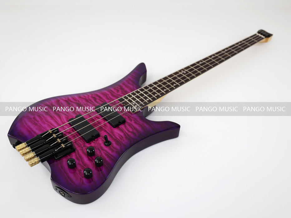 PPEQ 4 Strings Headless Electric Bass Guitar with AAA Quilted Maple Top (PJX-681)