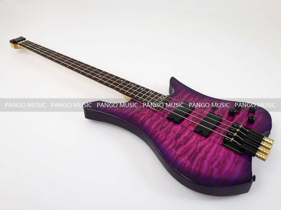 PPEQ 4 Strings Headless Electric Bass Guitar with AAA Quilted Maple Top (PJX-681)