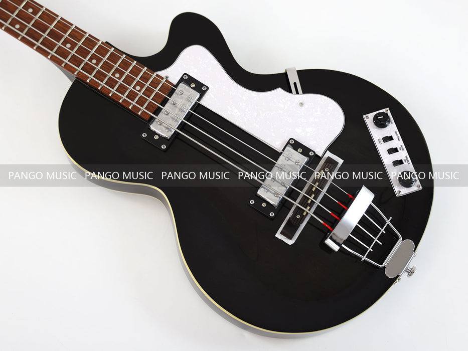 4 Strings Semi Hollow All Black Electric Bass Guitar (PHF-128)