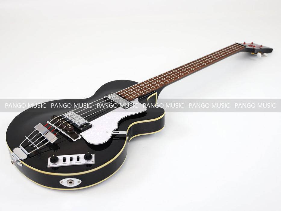 4 Strings Semi Hollow All Black Electric Bass Guitar (PHF-128)