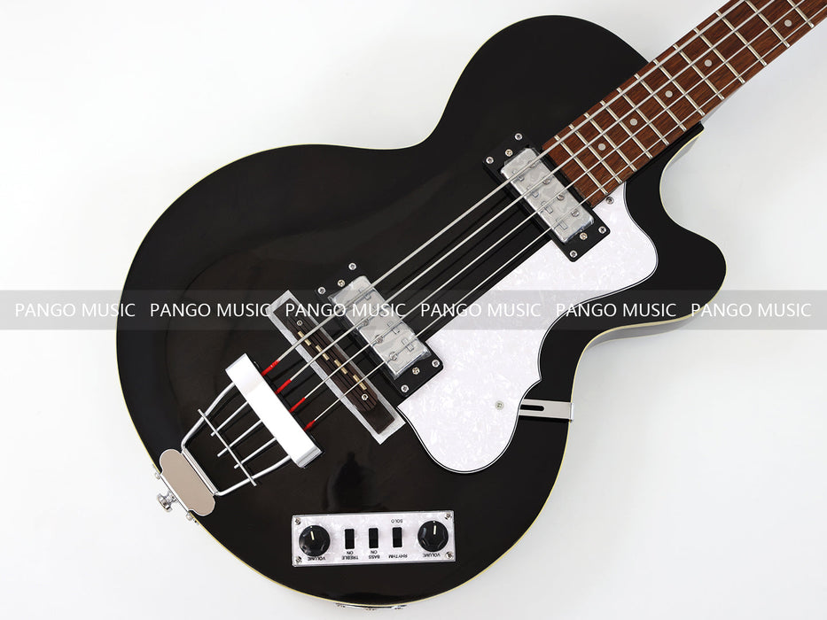 4 Strings Semi Hollow All Black Electric Bass Guitar (PHF-128)