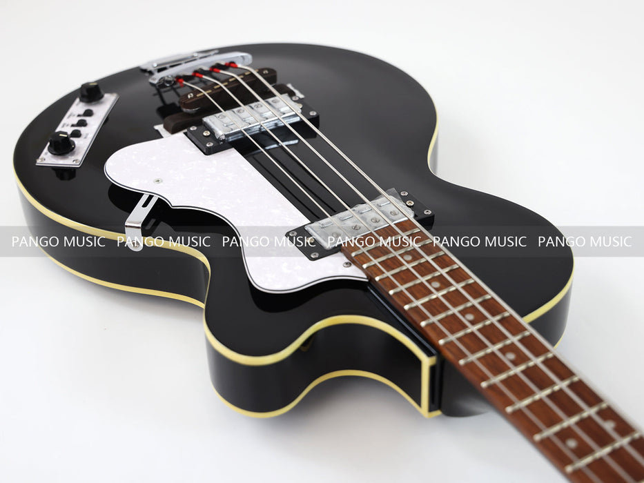 4 Strings Semi Hollow All Black Electric Bass Guitar (PHF-128)