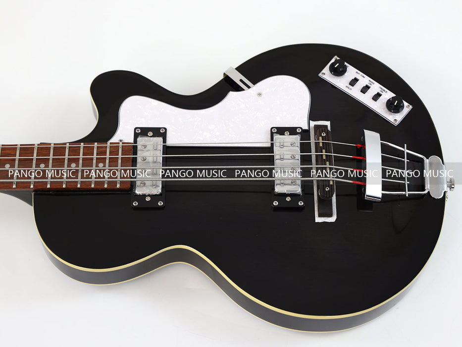 4 Strings Semi Hollow All Black Electric Bass Guitar (PHF-128)