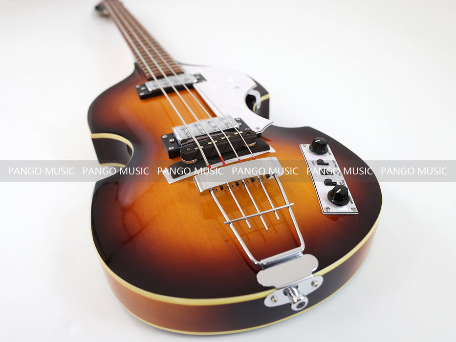 4 Strings Semi Hollow Sunburst Violin Electric Bass Guitar (PHF-130)