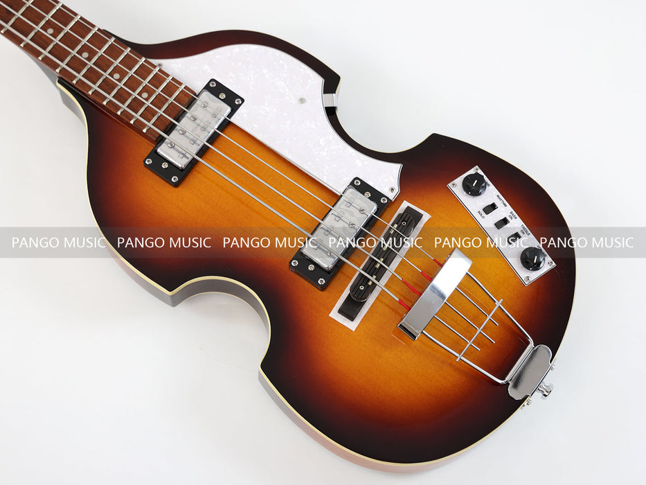 4 Strings Semi Hollow Sunburst Violin Electric Bass Guitar (PHF-130)