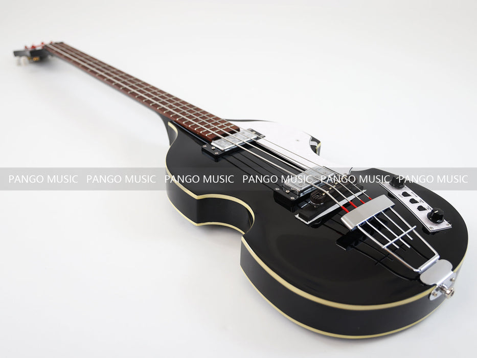 4 Strings Semi Hollow Violin All Black Electric Bass Guitar (PHF-126)