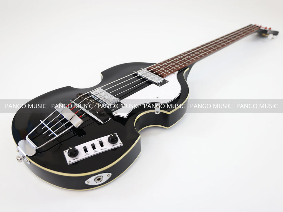 4 Strings Semi Hollow Violin All Black Electric Bass Guitar (PHF-126)