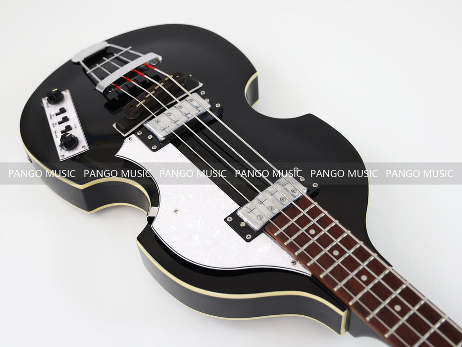 4 Strings Semi Hollow Violin All Black Electric Bass Guitar (PHF-126)