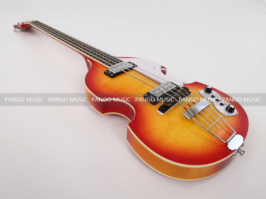 PPEQ 4 Strings Semi Hollow Violin Electric Bass Guitar with AAA Quilted Maple Top (PHY-099)