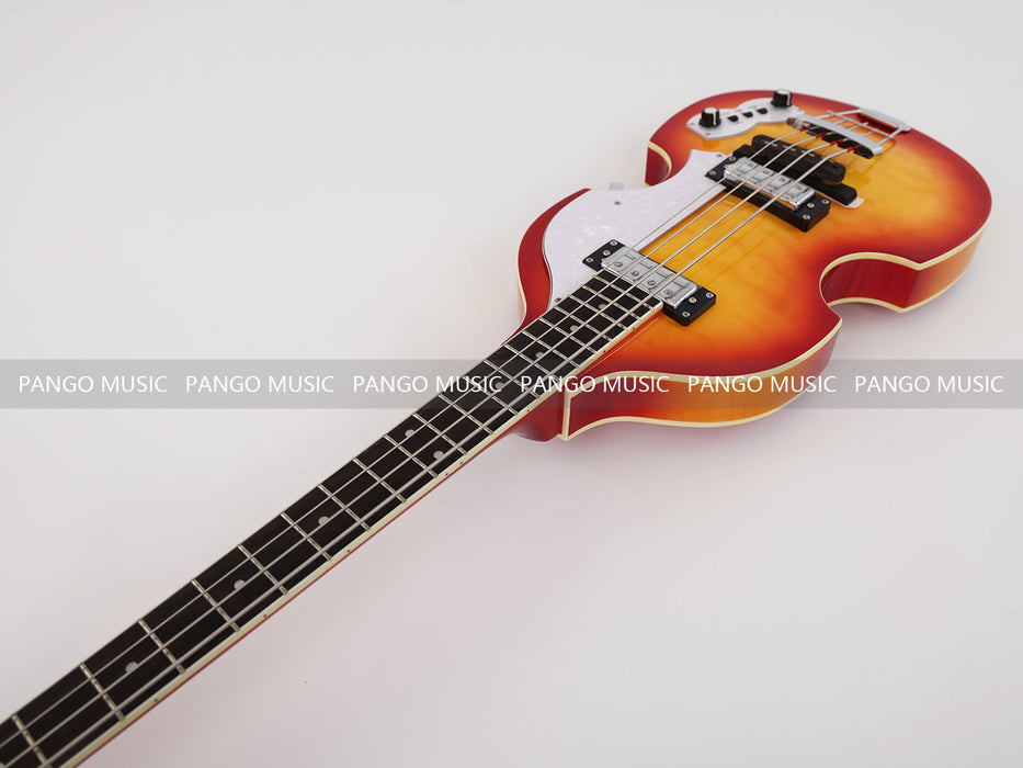 PPEQ 4 Strings Semi Hollow Violin Electric Bass Guitar with AAA Quilted Maple Top (PHY-099)