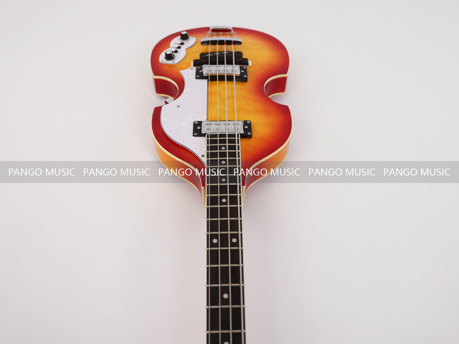 PPEQ 4 Strings Semi Hollow Violin Electric Bass Guitar with AAA Quilted Maple Top (PHY-099)