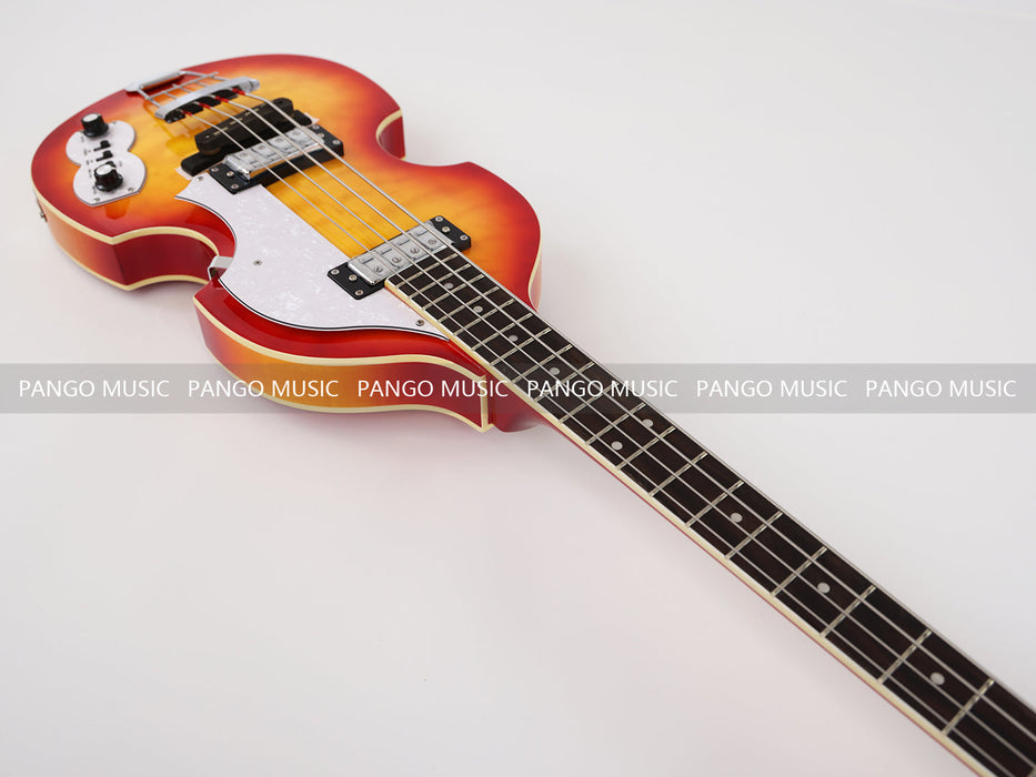 PPEQ 4 Strings Semi Hollow Violin Electric Bass Guitar with AAA Quilted Maple Top (PHY-099)