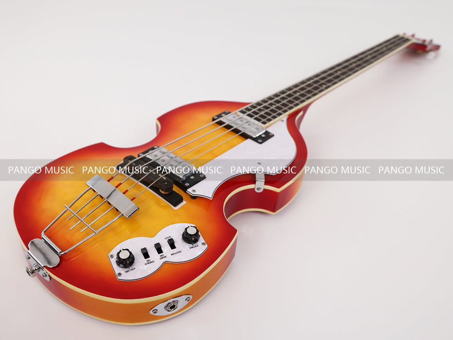 PPEQ 4 Strings Semi Hollow Violin Electric Bass Guitar with AAA Quilted Maple Top (PHY-099)