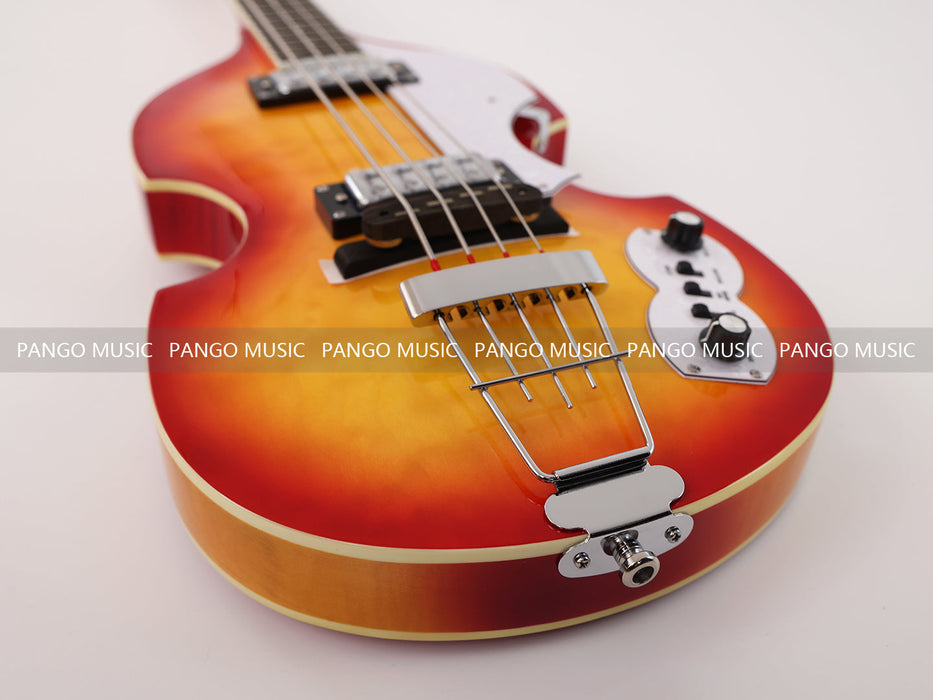 PPEQ 4 Strings Semi Hollow Violin Electric Bass Guitar with AAA Quilted Maple Top (PHY-099)