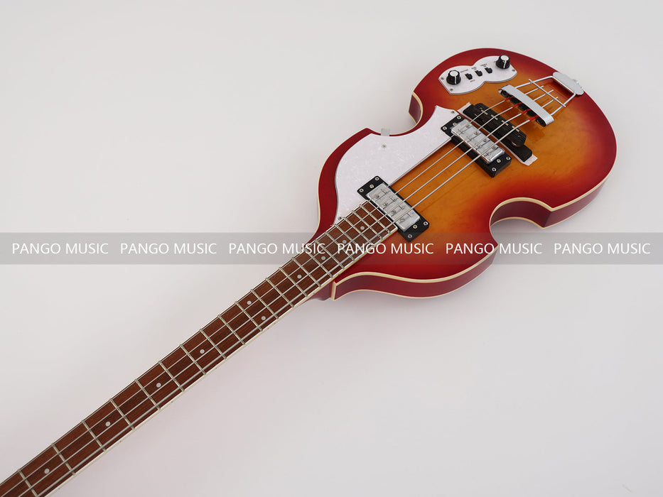 PPEQ 4 Strings Semi Hollow Violin Electric Bass Guitar with Birdseye Maple Top (PHY-100)