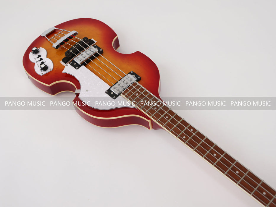 PPEQ 4 Strings Semi Hollow Violin Electric Bass Guitar with Birdseye Maple Top (PHY-100)