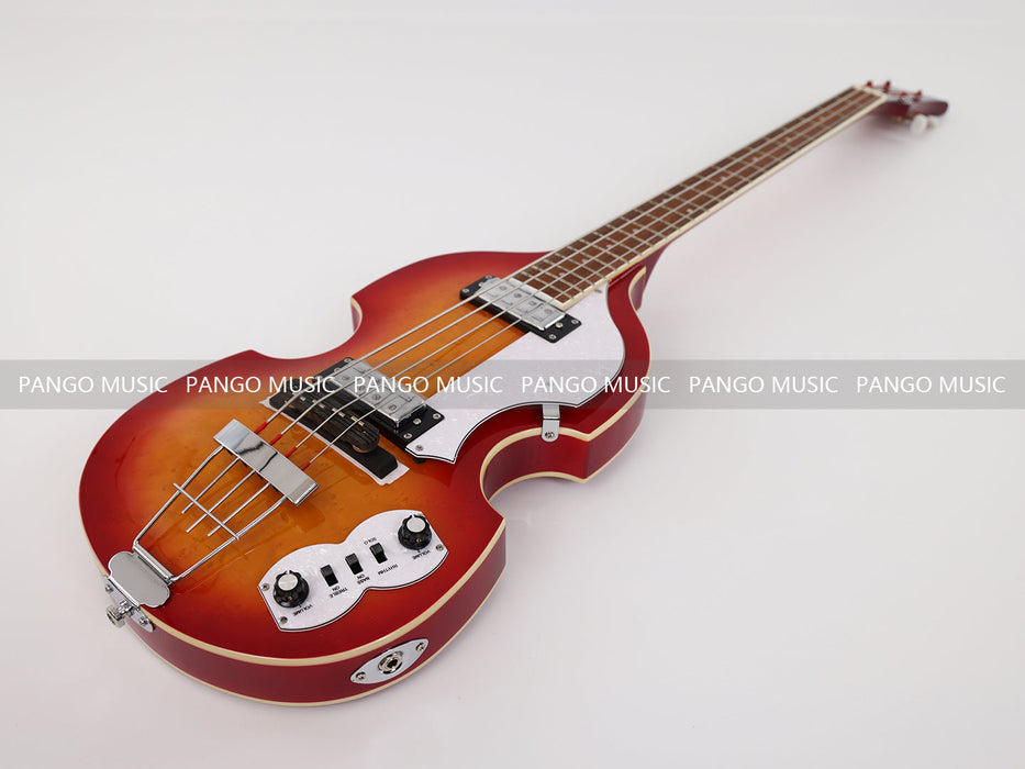 PPEQ 4 Strings Semi Hollow Violin Electric Bass Guitar with Birdseye Maple Top (PHY-100)