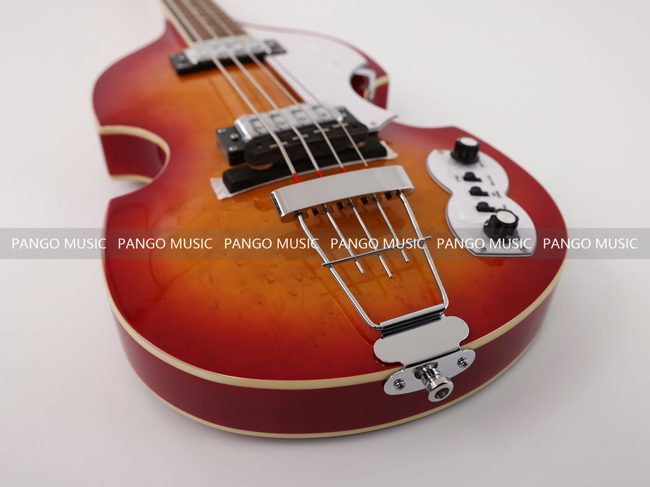 PPEQ 4 Strings Semi Hollow Violin Electric Bass Guitar with Birdseye Maple Top (PHY-100)