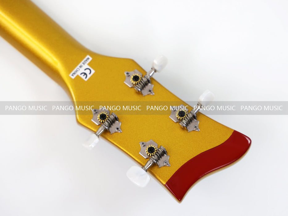 PPEQ 4 Strings Semi Hollow Violin Electric Bass Guitar with Gold Metallic Sparkling Finish  (PHY-107)