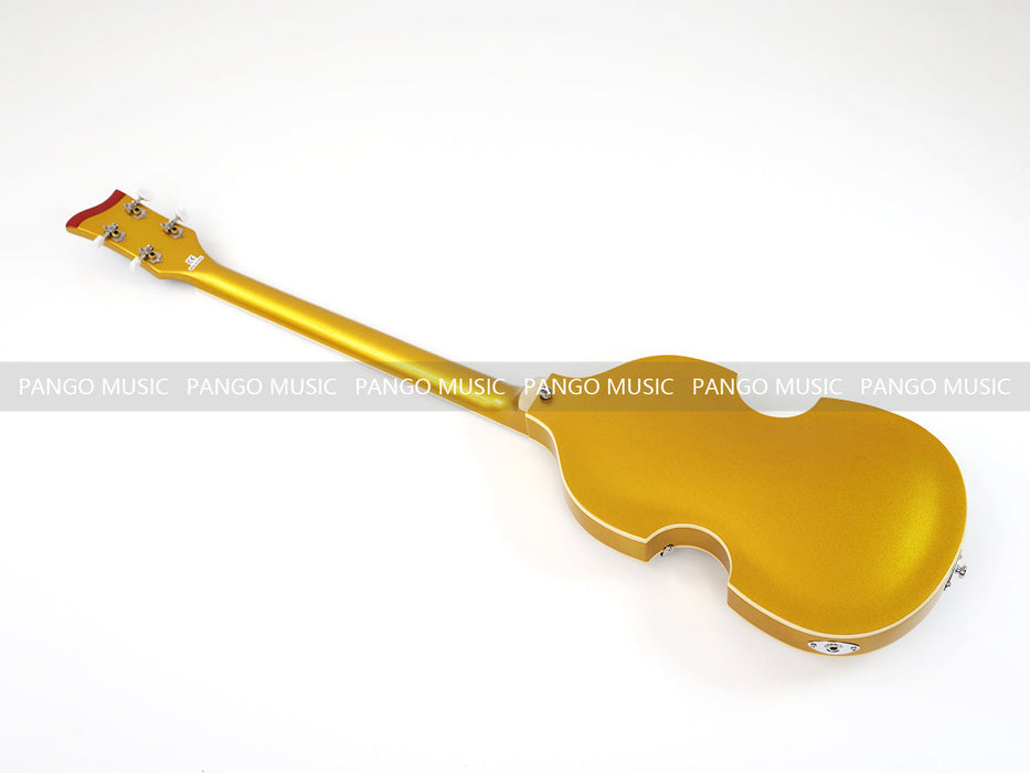 PPEQ 4 Strings Semi Hollow Violin Electric Bass Guitar with Gold Metallic Sparkling Finish  (PHY-107)