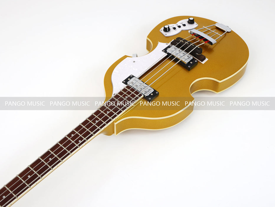 PPEQ 4 Strings Semi Hollow Violin Electric Bass Guitar with Gold Metallic Sparkling Finish  (PHY-107)