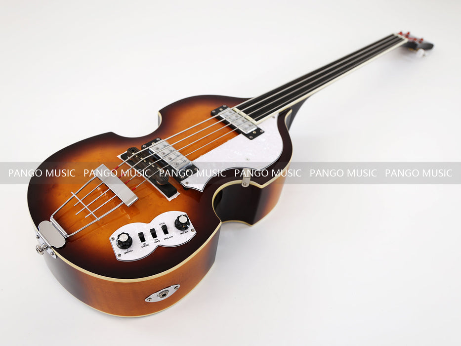 PPEQ 4 Strings Semi Hollow Violin Style Fretless Electric Bass Guitar with Ebony Fretboard (PHY-137)