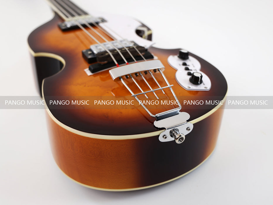 PPEQ 4 Strings Semi Hollow Violin Style Fretless Electric Bass Guitar with Ebony Fretboard (PHY-137)