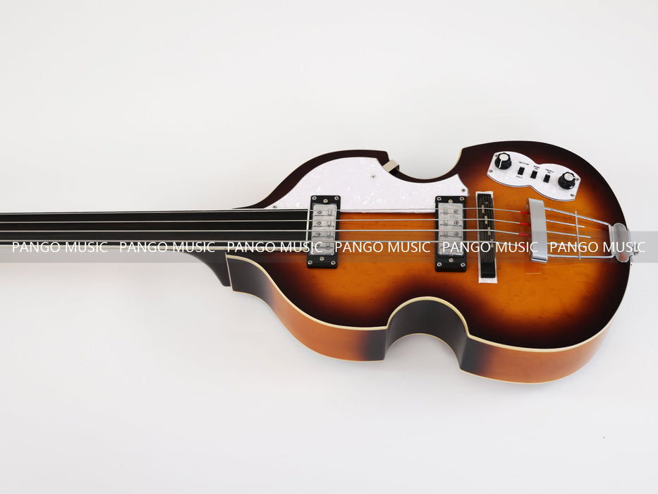 PPEQ 4 Strings Semi Hollow Violin Style Fretless Electric Bass Guitar with Ebony Fretboard (PHY-137)