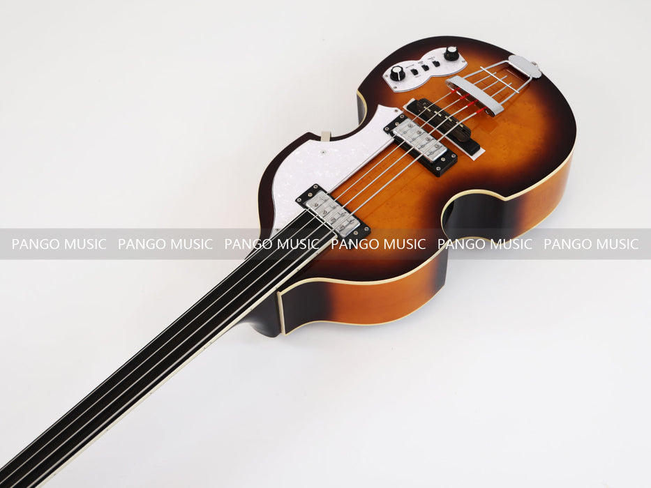 PPEQ 4 Strings Semi Hollow Violin Style Fretless Electric Bass Guitar with Ebony Fretboard (PHY-137)