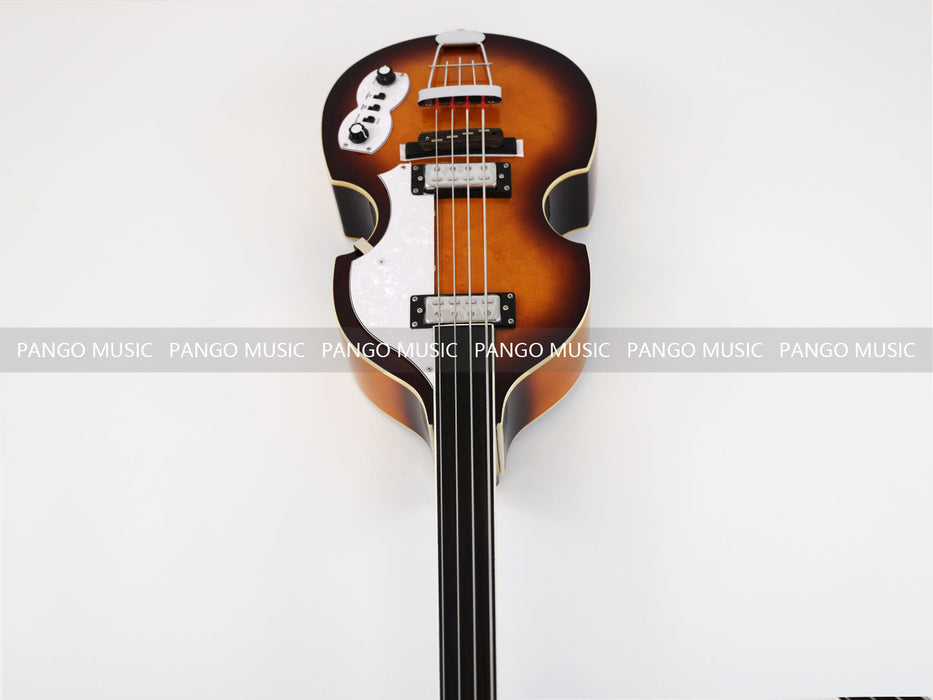 PPEQ 4 Strings Semi Hollow Violin Style Fretless Electric Bass Guitar with Ebony Fretboard (PHY-137)