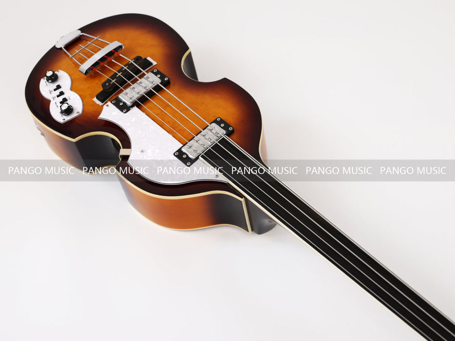 PPEQ 4 Strings Semi Hollow Violin Style Fretless Electric Bass Guitar with Ebony Fretboard (PHY-137)