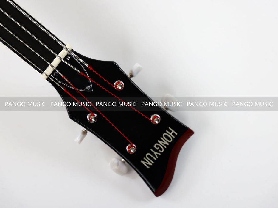 PPEQ 4 Strings Semi Hollow Violin Style Fretless Electric Bass Guitar with Ebony Fretboard (PHY-137)