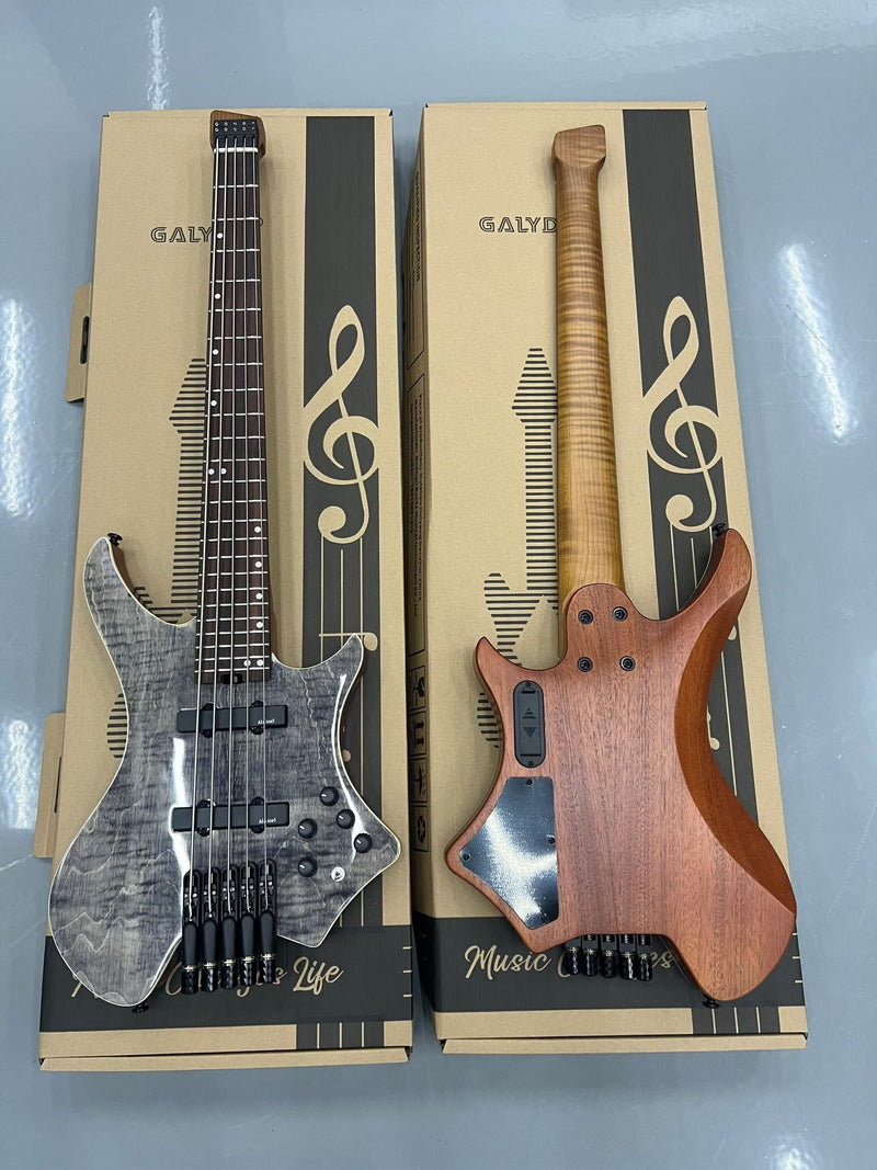 5-String Headless Electric Bass Guitar with Gloss Charcoal Gray Finish (WTB-952)