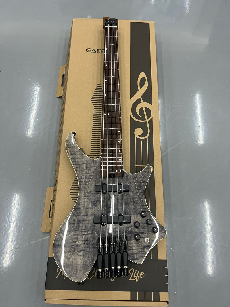 5-String Headless Electric Bass Guitar with Gloss Charcoal Gray Finish (WTB-952)