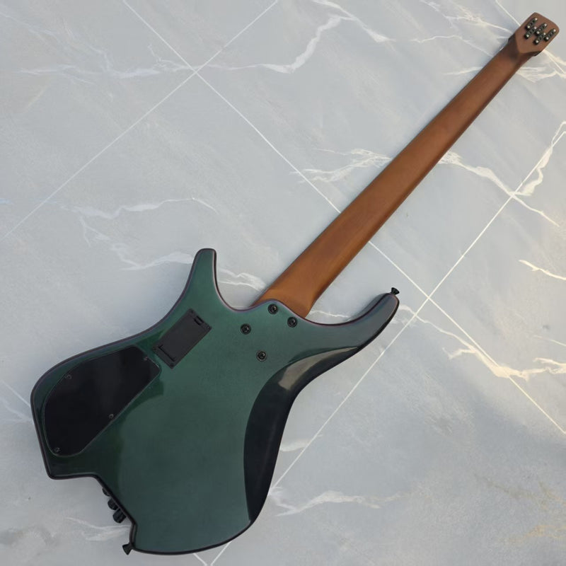 Headless 5-String Multiscale Fanned-Fret Bass Guitar with Gloss Color-Shifting Finish (LYM-299)