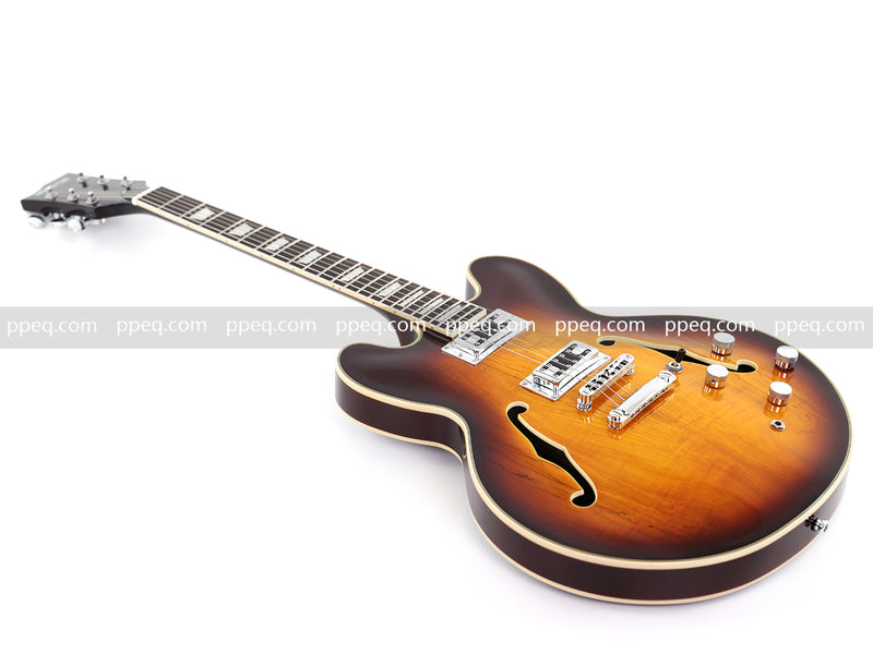 6-String ES-Style Semi-Hollow Body Electric Guitar with Spalted Maple Veneer Top (HY-2507)