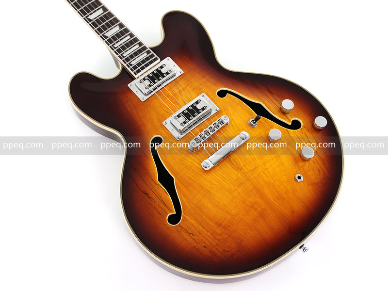6-String ES-Style Semi-Hollow Body Electric Guitar with Spalted Maple Veneer Top (HY-2507)