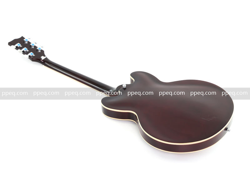 6-String ES-Style Semi-Hollow Body Electric Guitar with Spalted Maple Veneer Top (HY-2507)