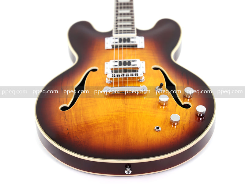 6-String ES-Style Semi-Hollow Body Electric Guitar with Spalted Maple Veneer Top (HY-2507)
