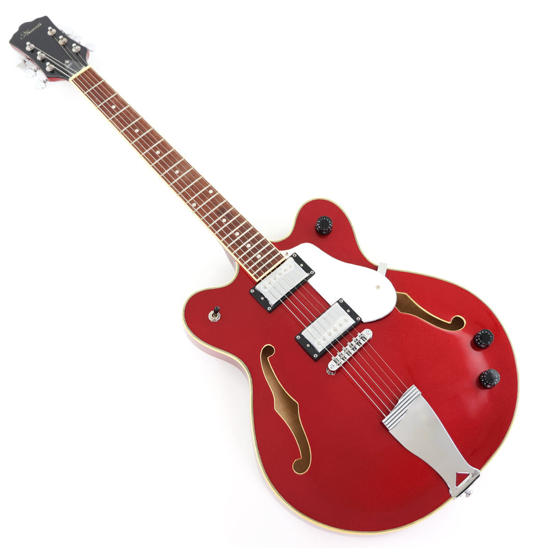 6-String ES-Style Semi-Hollow Body Electric Guitar with Sparkling Red Metallic Finish (HY-2508)