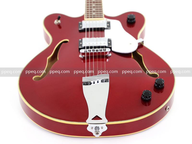 6-String ES-Style Semi-Hollow Body Electric Guitar with Sparkling Red Metallic Finish (HY-2508)
