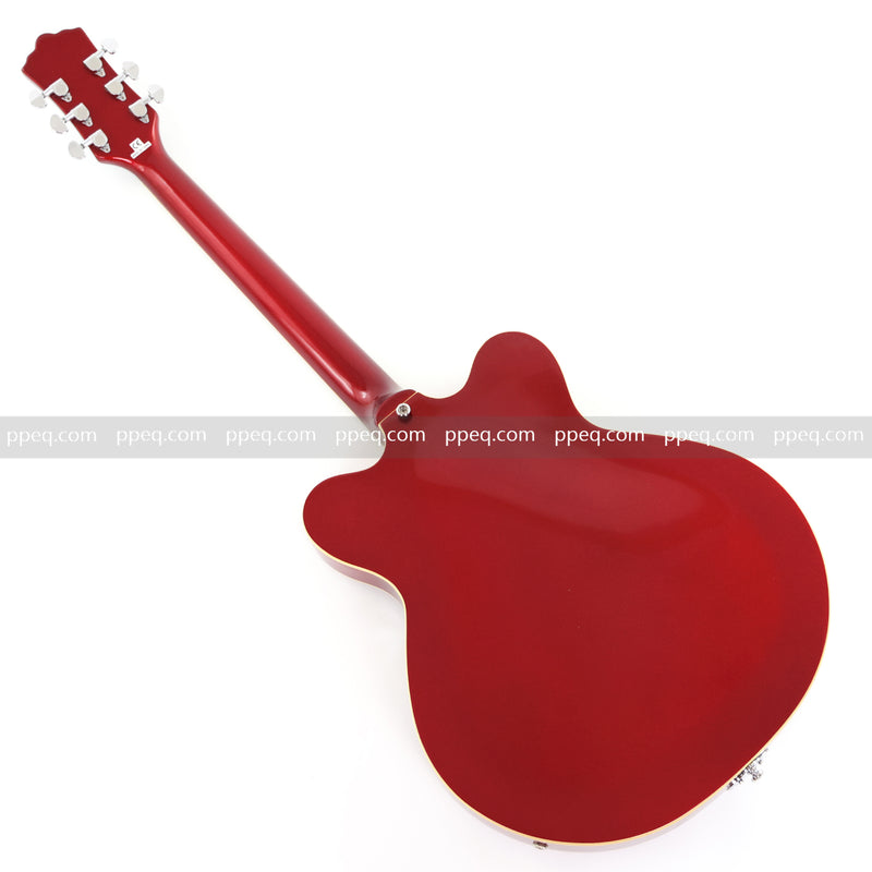 6-String ES-Style Semi-Hollow Body Electric Guitar with Sparkling Red Metallic Finish (HY-2508)