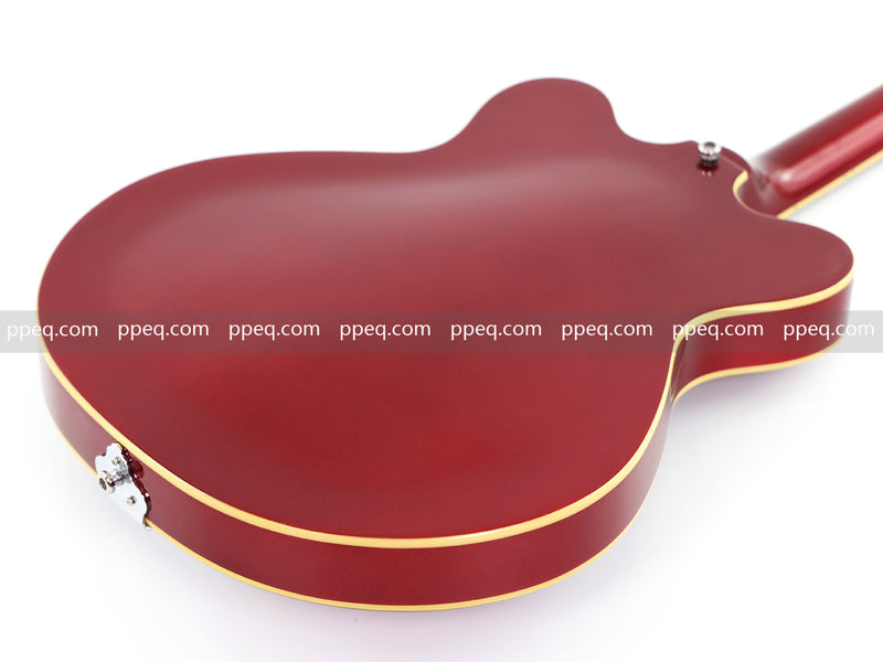 6-String ES-Style Semi-Hollow Body Electric Guitar with Sparkling Red Metallic Finish (HY-2508)