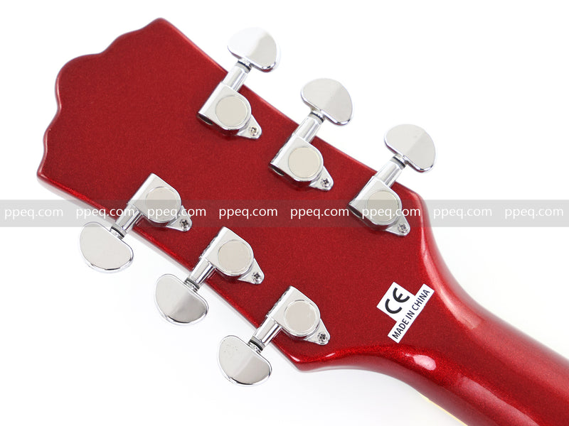 6-String ES-Style Semi-Hollow Body Electric Guitar with Sparkling Red Metallic Finish (HY-2508)