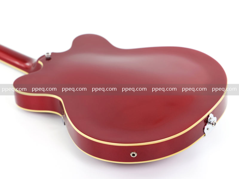 6-String ES-Style Semi-Hollow Body Electric Guitar with Sparkling Red Metallic Finish (HY-2508)