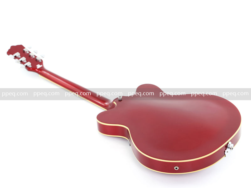 6-String ES-Style Semi-Hollow Body Electric Guitar with Sparkling Red Metallic Finish (HY-2508)
