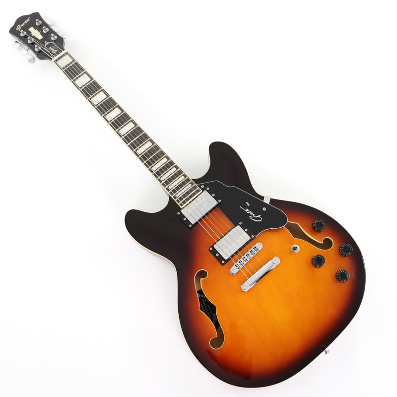 6-String ES-Style Semi-Hollow Body Electric Guitar with Sunburst Gloss Finish (YMZ-153)